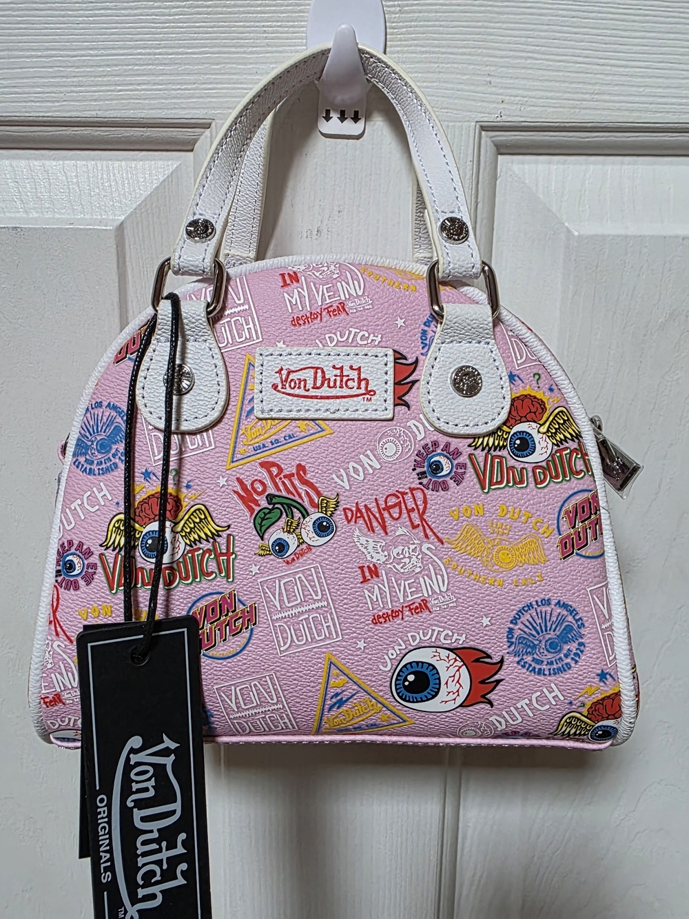 Von Dutch Pink Printed Dome Satchel NWT